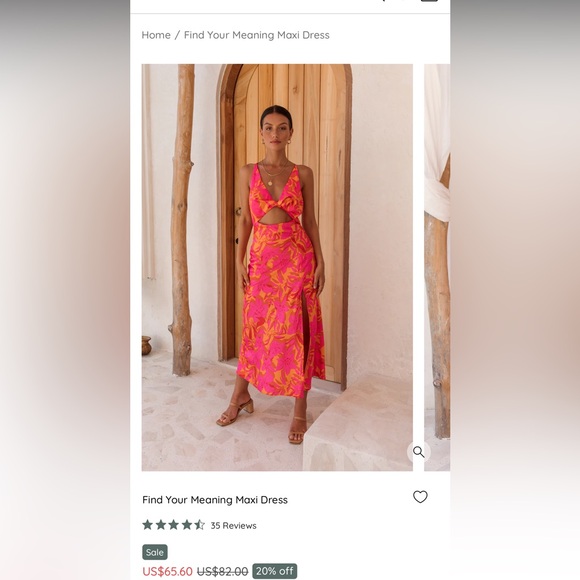 Fortunate One Find Your Meaning Maxi Dress NWT, size XL, pink and orange pattern - Picture 9 of 12